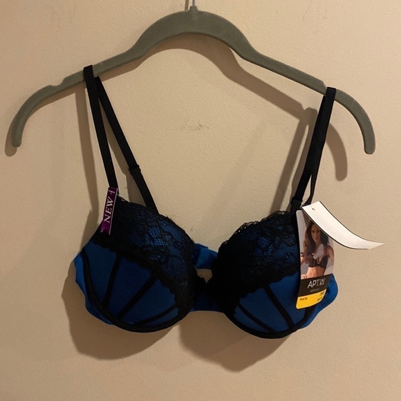 NWT Apartment 9 sapphire and black push up bra size 36B - Picture 1 of 5